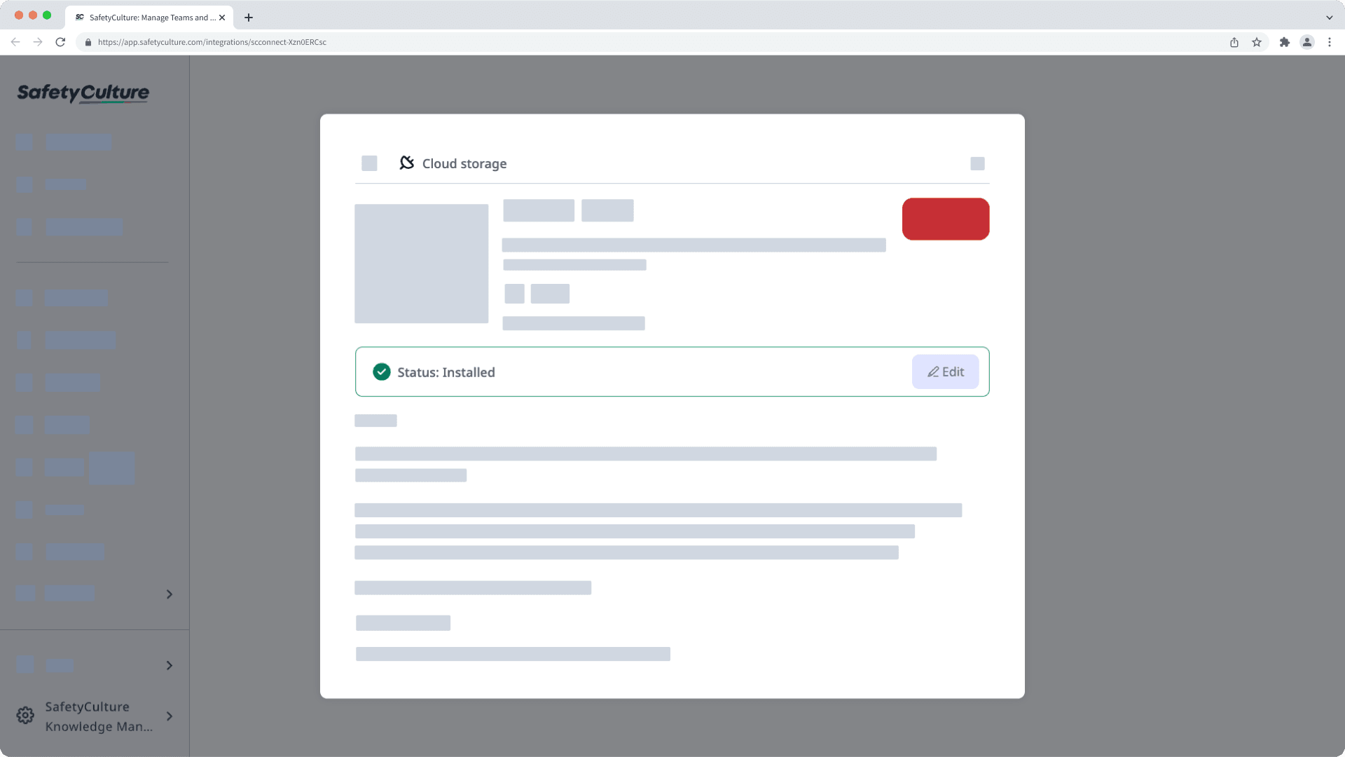 Edit a cloud storage direct integration via the web app.