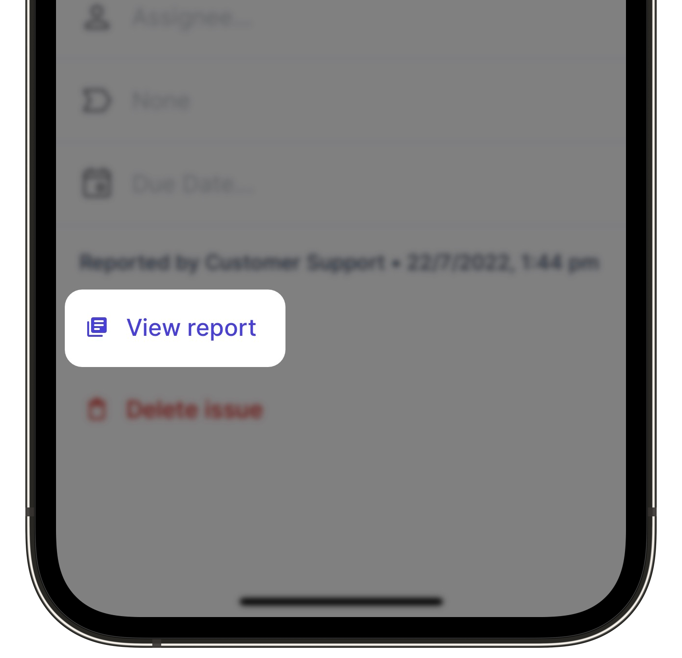 Mithilfe der Mobile-App einen Problembericht als PDF-Datei exportieren.