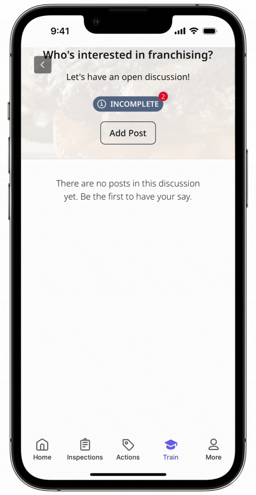 Interact with the discussion lesson type via the mobile app.