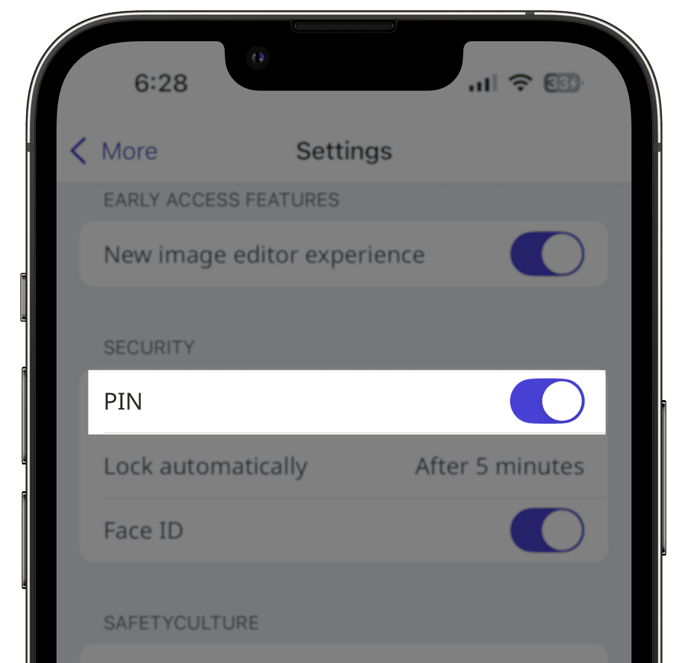 Activez ou désactivez le code d'accès à partir de l'application portable.