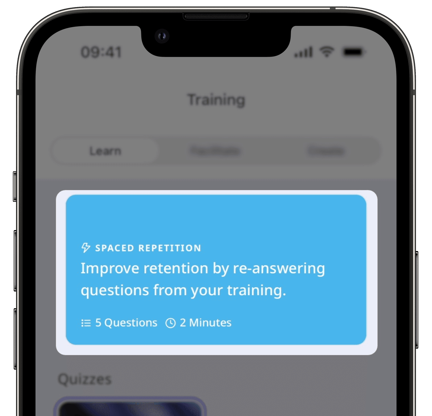 Start a Brain Boost quiz via the mobile app.