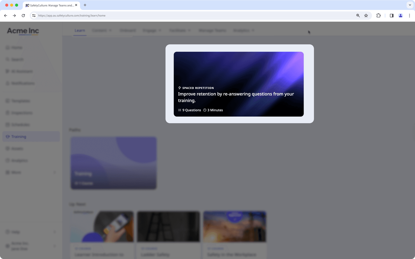 Start a Spaced Repetition quiz via the web app.