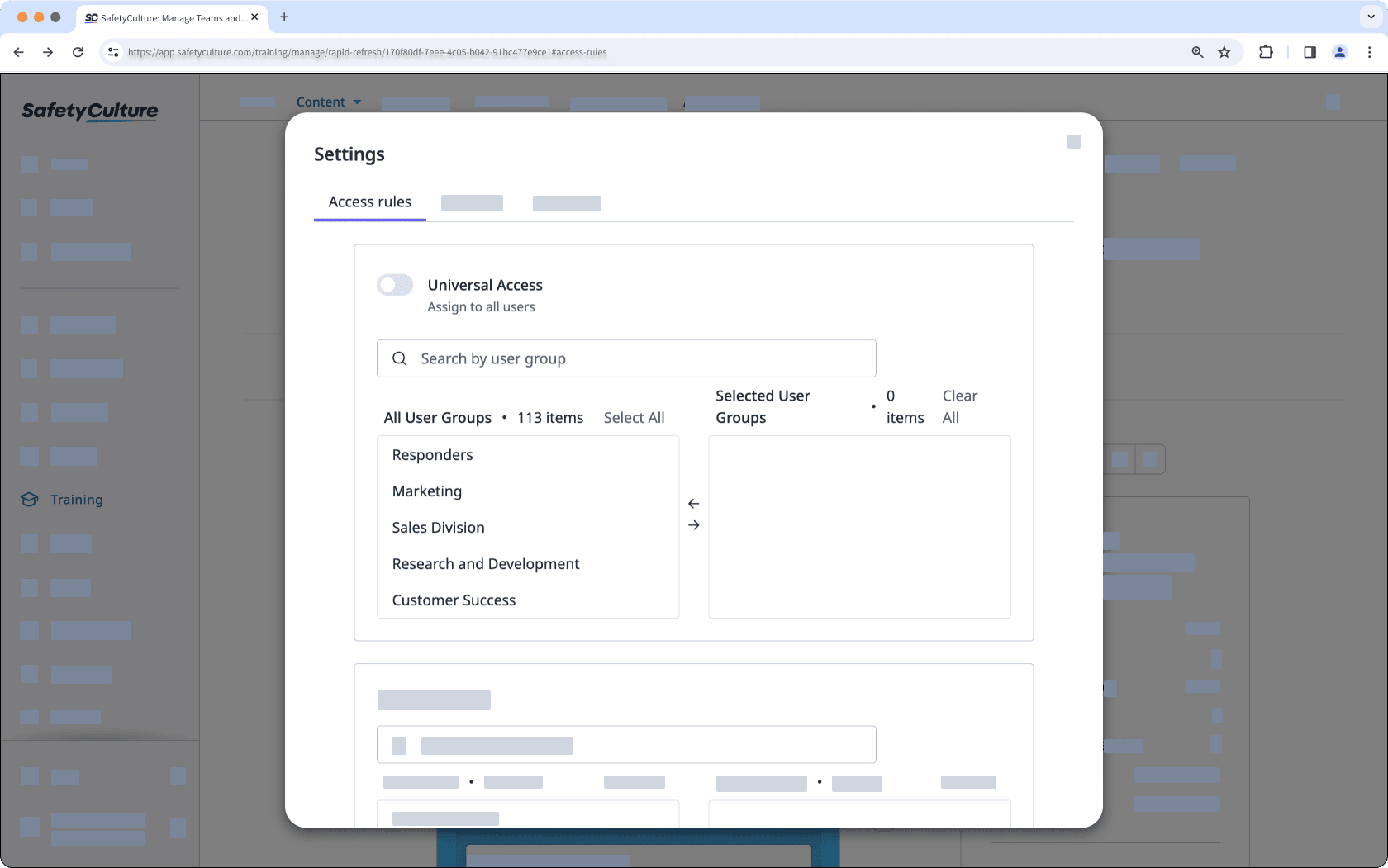 Quiz access rules via the web app.