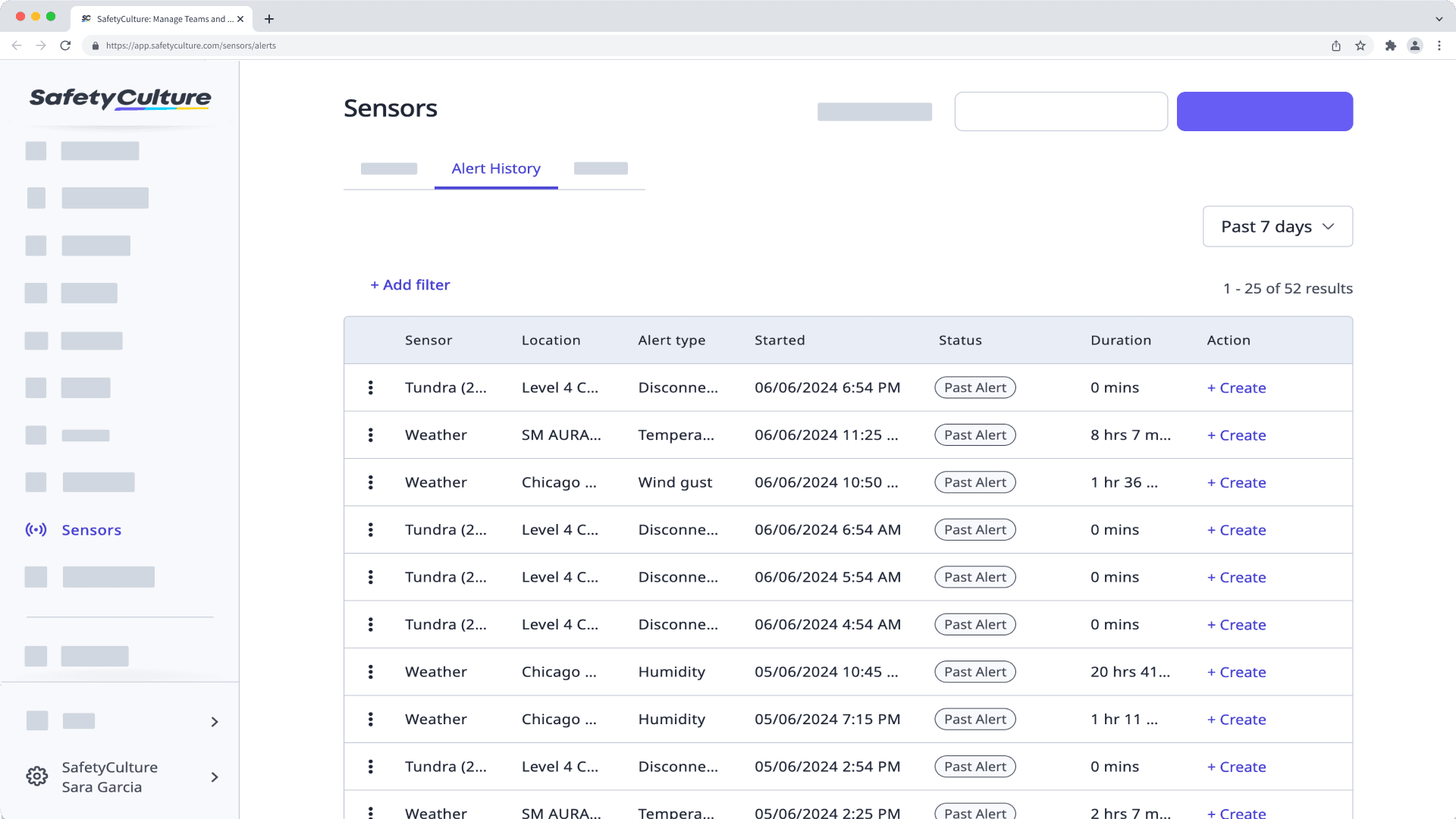 View alert history via the web app.
