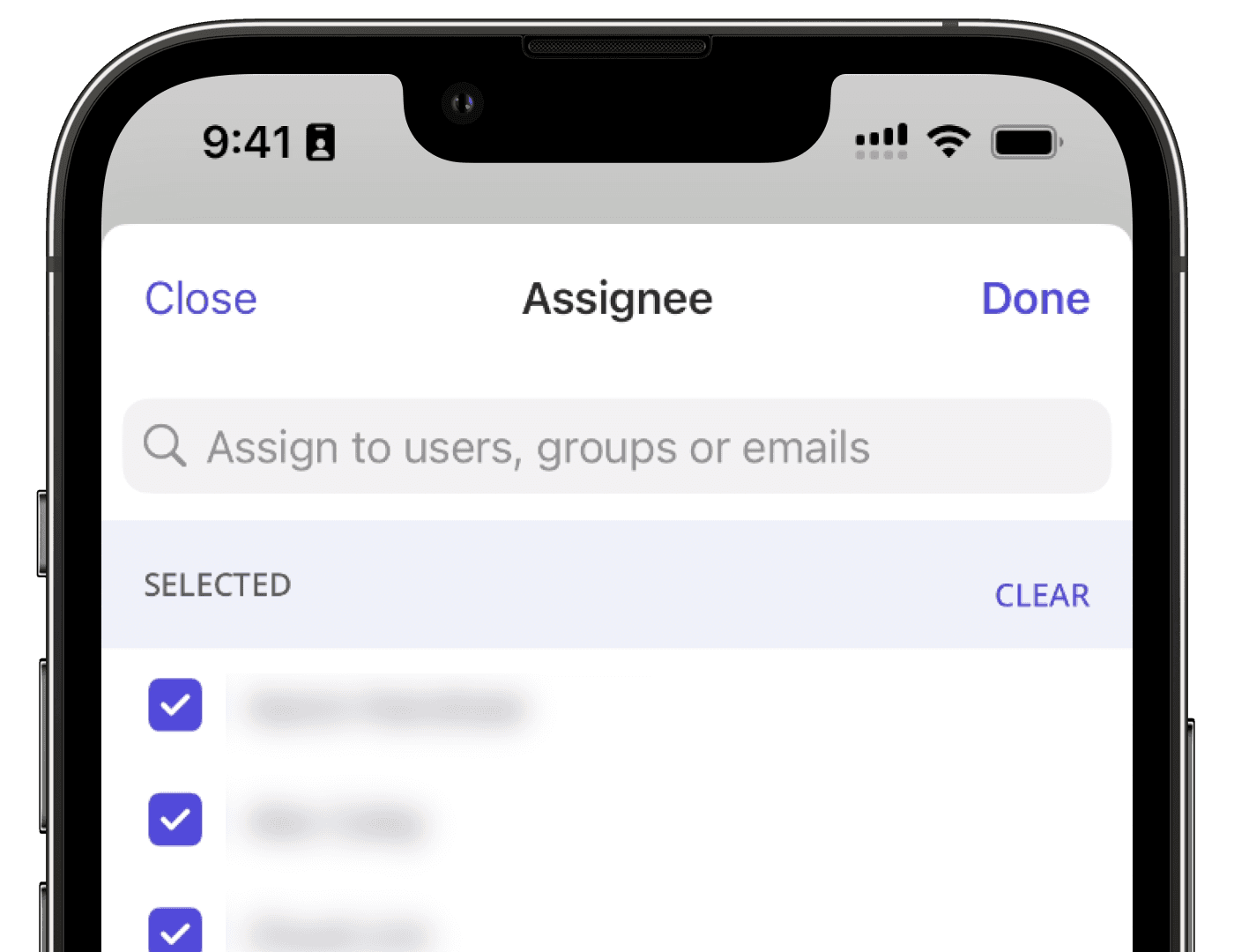 Attribuer une action aux responsables à partir de l'application portable.