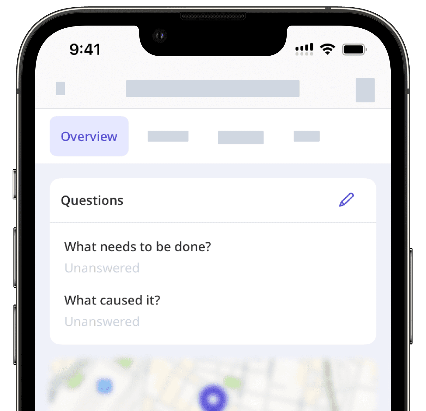 Mithilfe der Mobile-App benutzerdefinierte Fragen zu Problemen beantworten.
