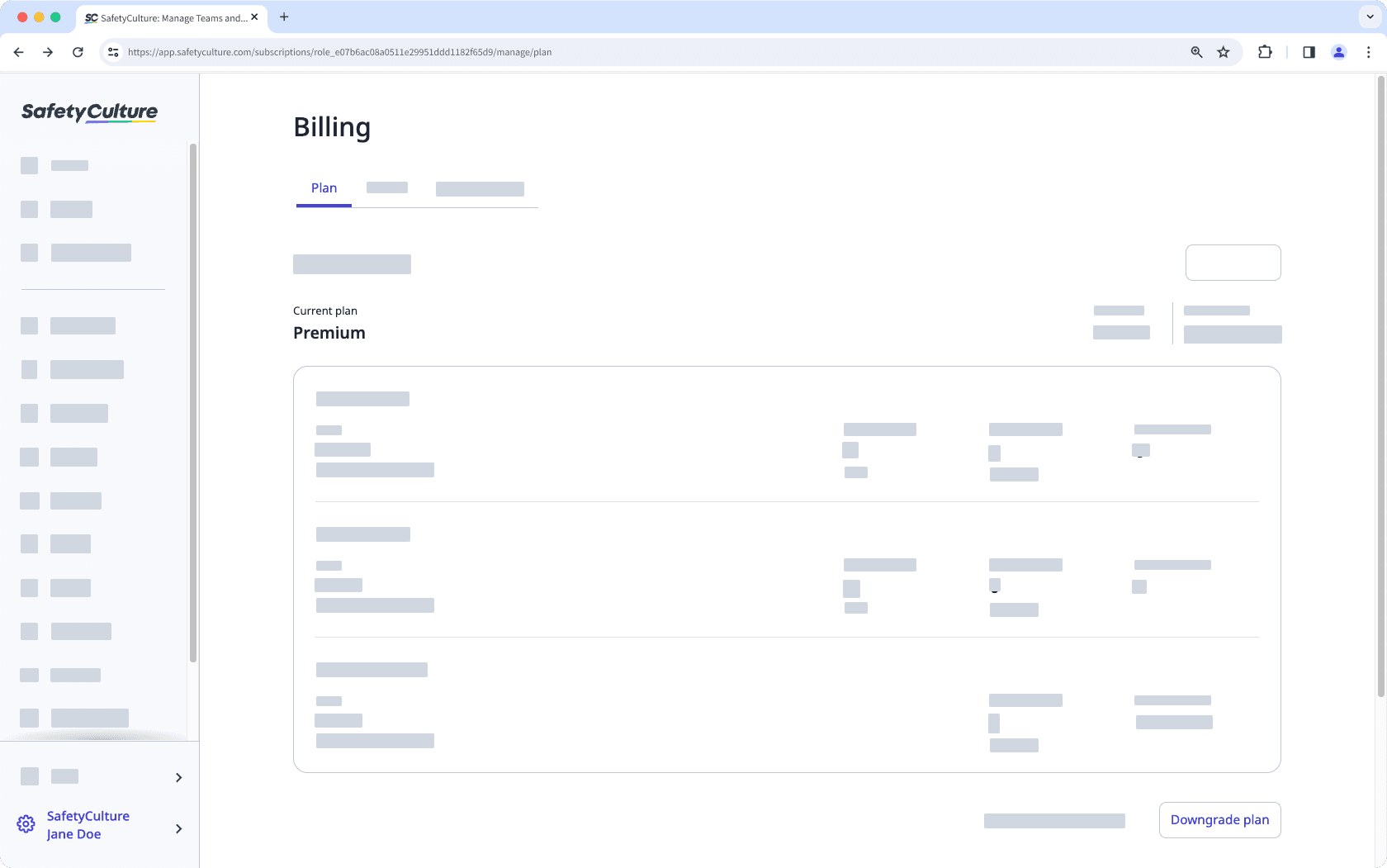 Downgrade your organization's Premium Plan via the SafetyCulture web app