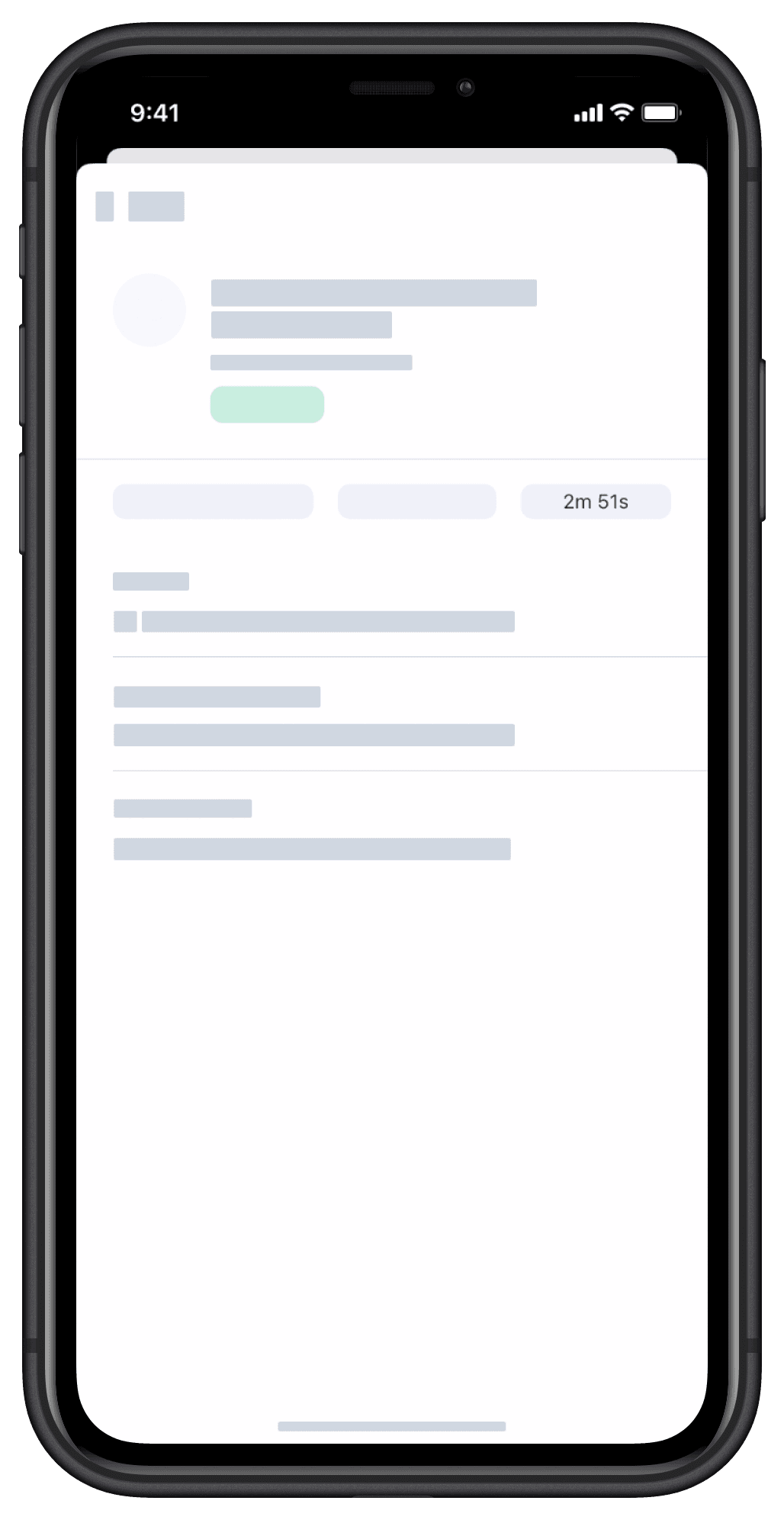 Ver la duración de la inspección a través de la aplicación móvil en dispositivos iOS.