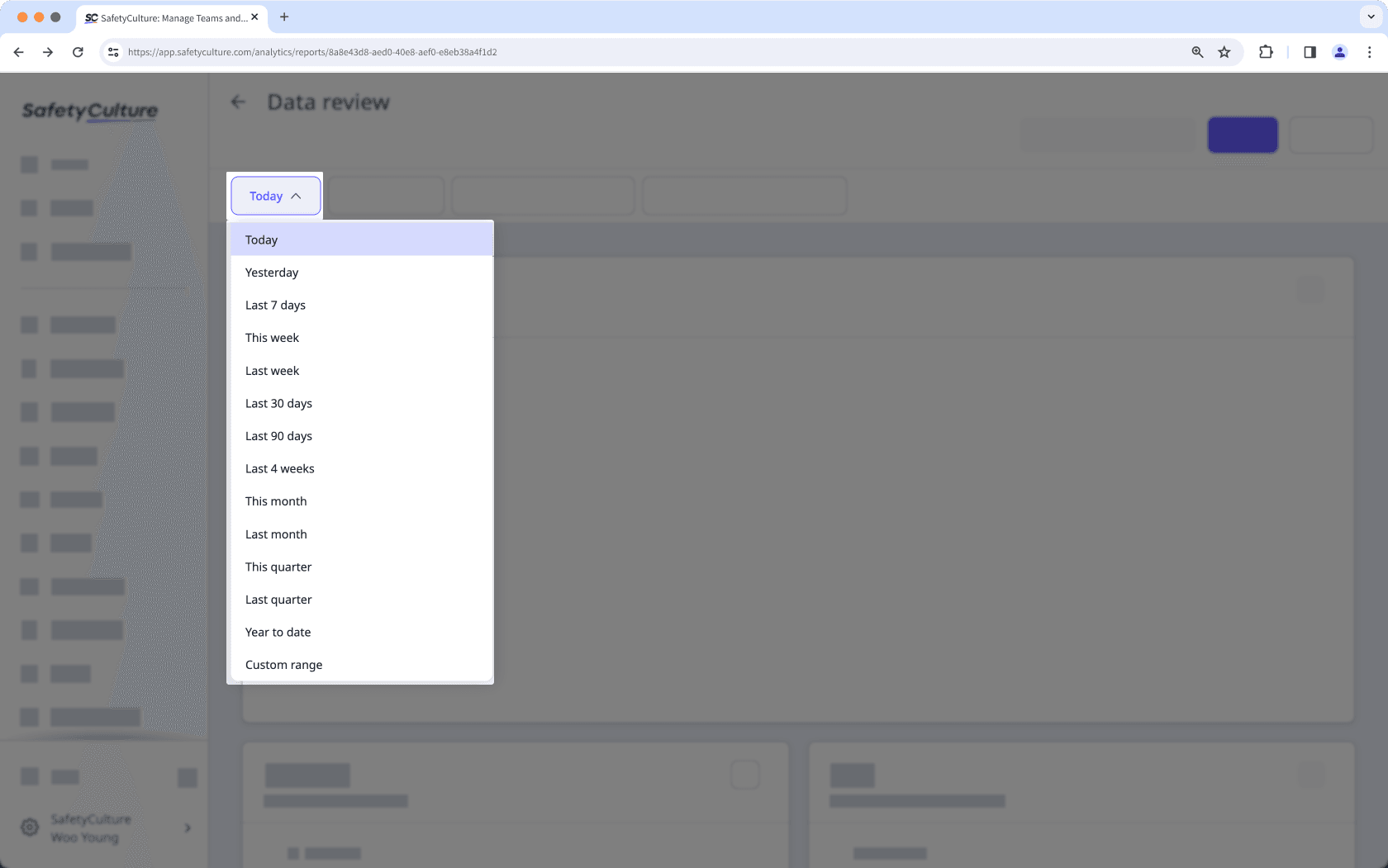 Filter „Datum“ im Analyse-Dashboard in der Web-App.