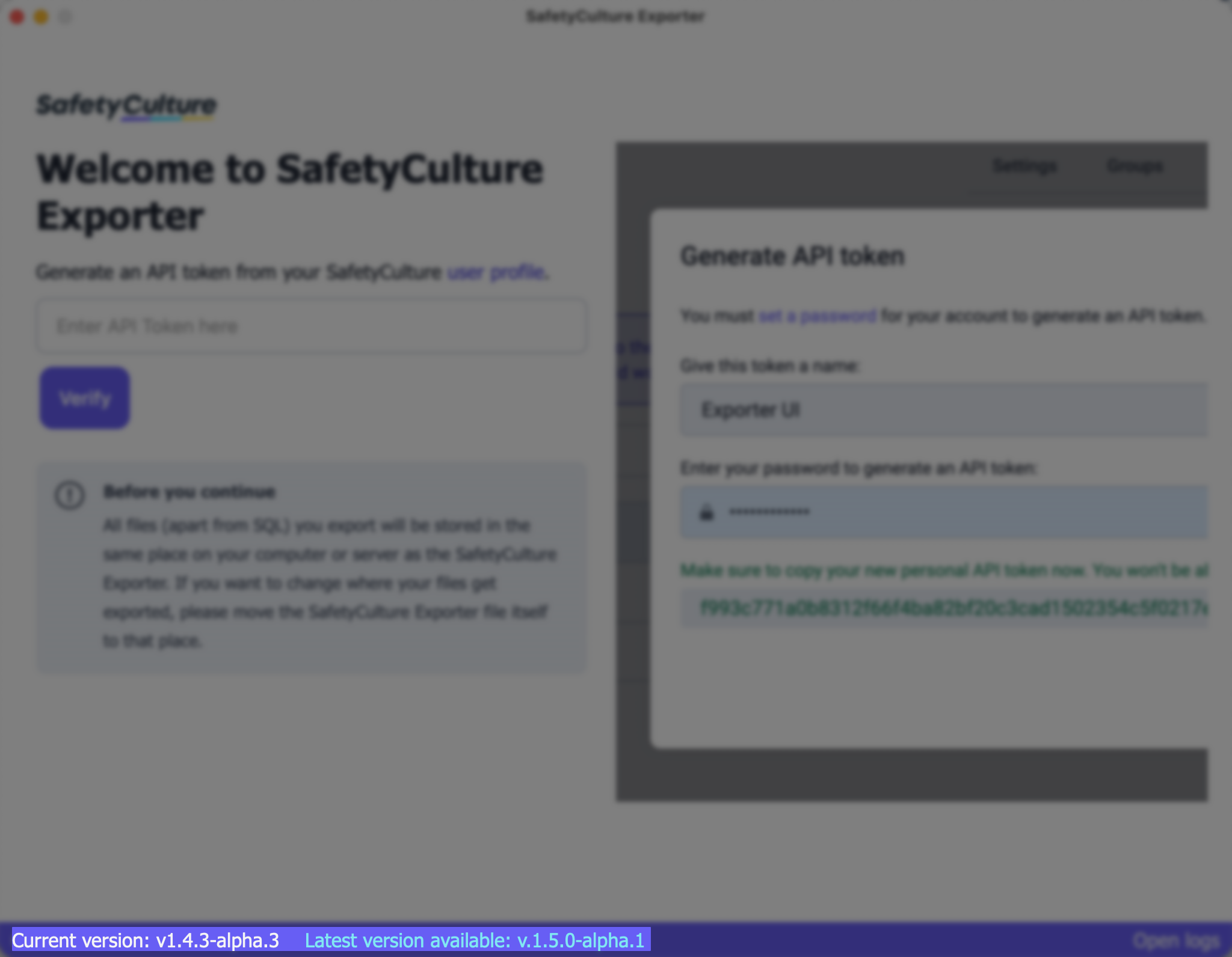 View the version of the SafetyCulture Exporter.