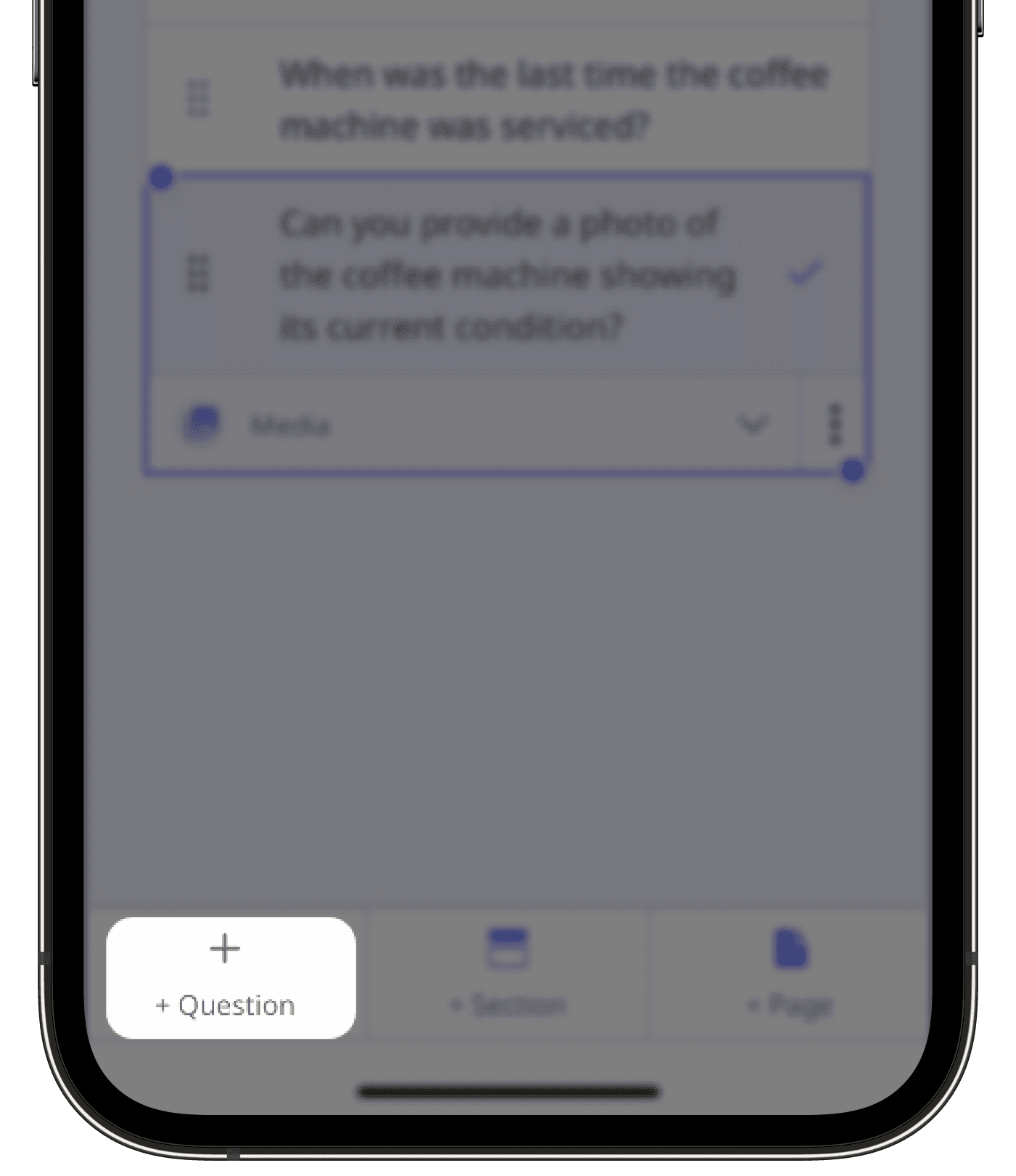 Add a question in a template via the mobile app.