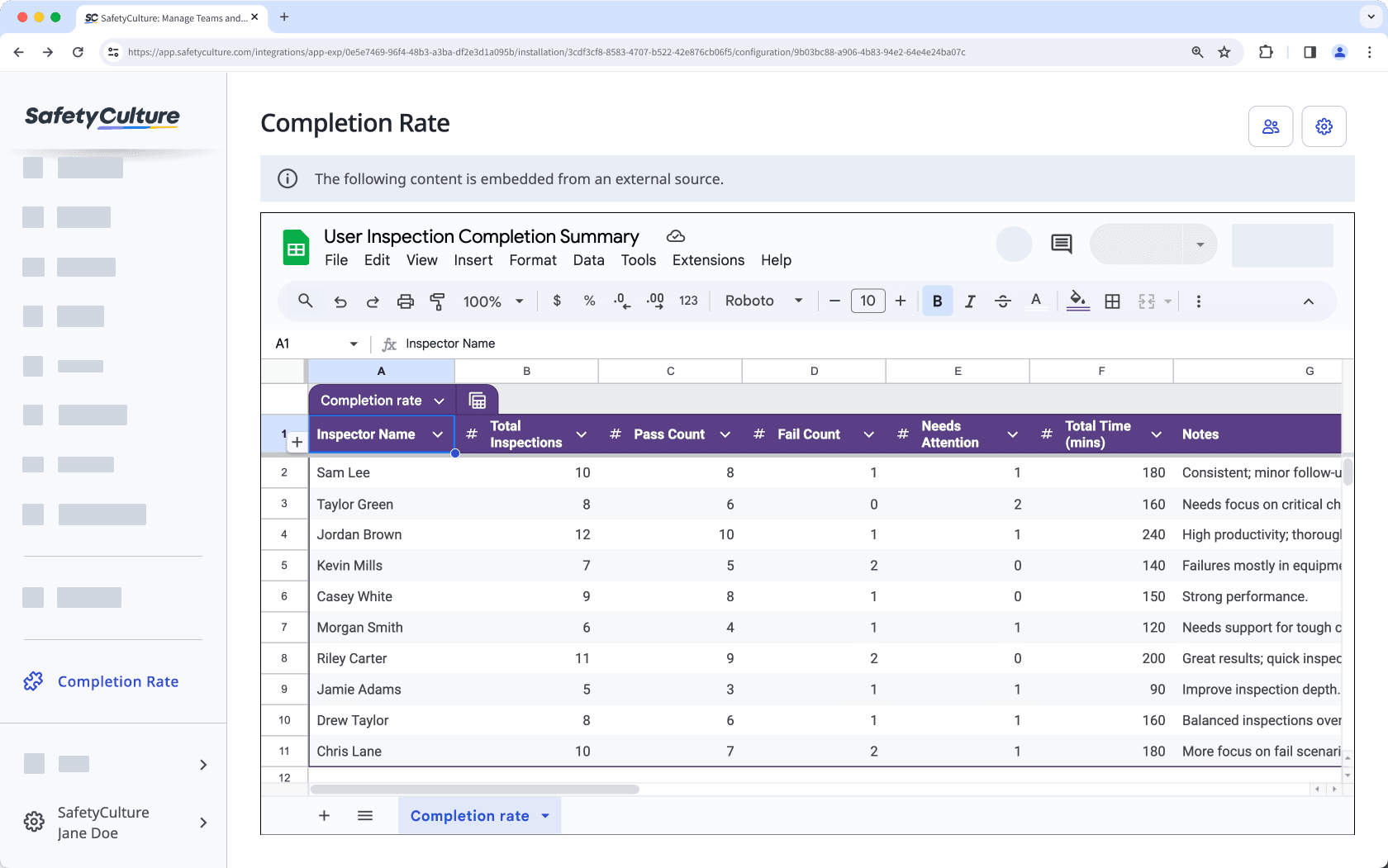 Vea Google Sheets a través de la aplicación web.