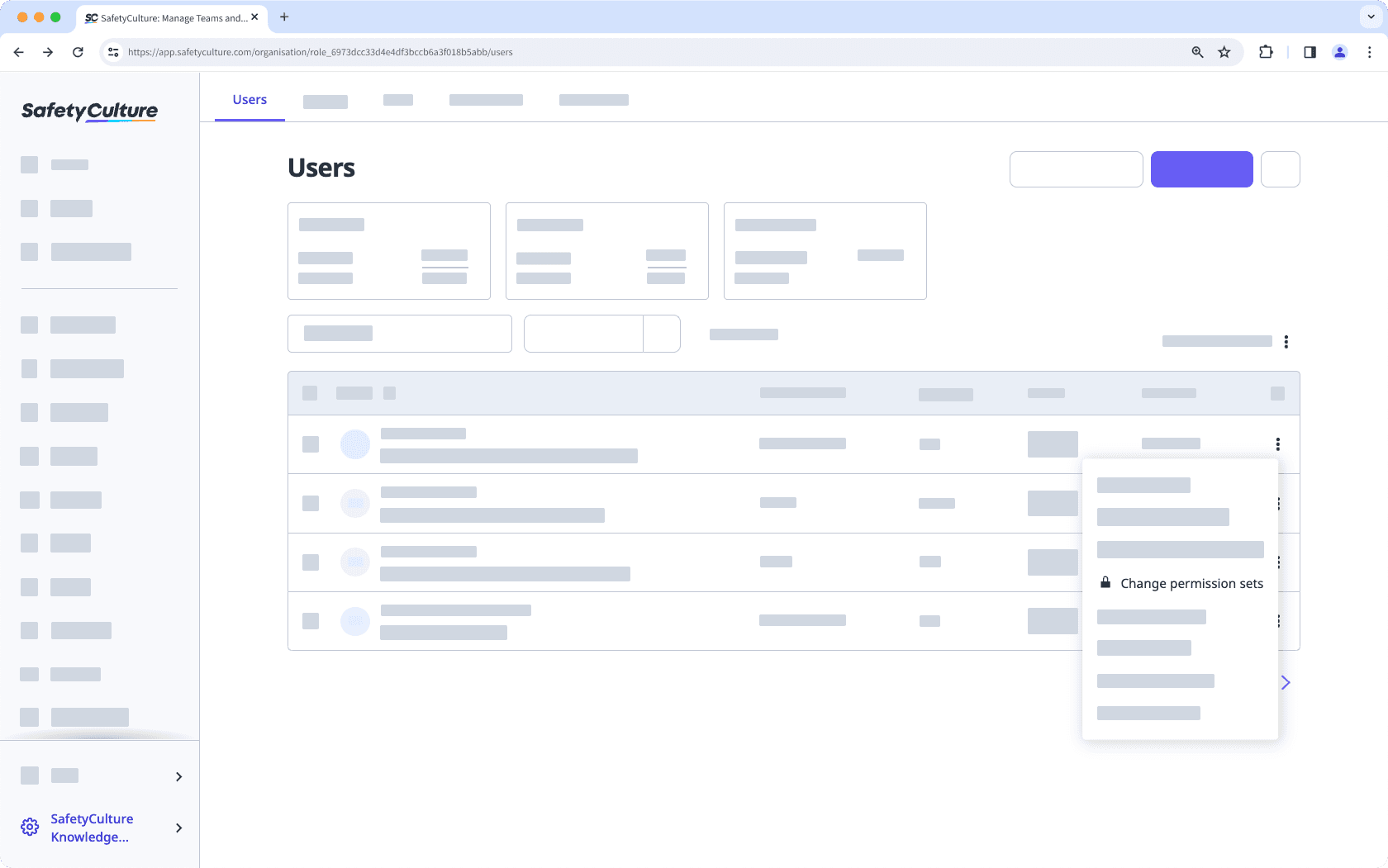 Change a user's permission set via the web app.