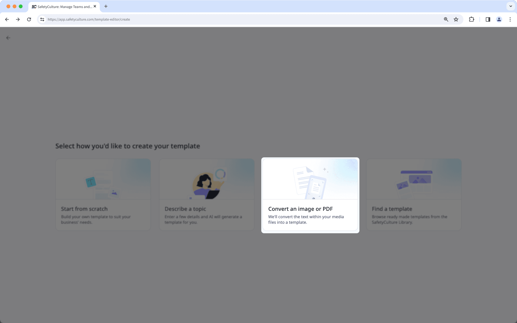 Convert an image or PDF form into a template via the web app.
