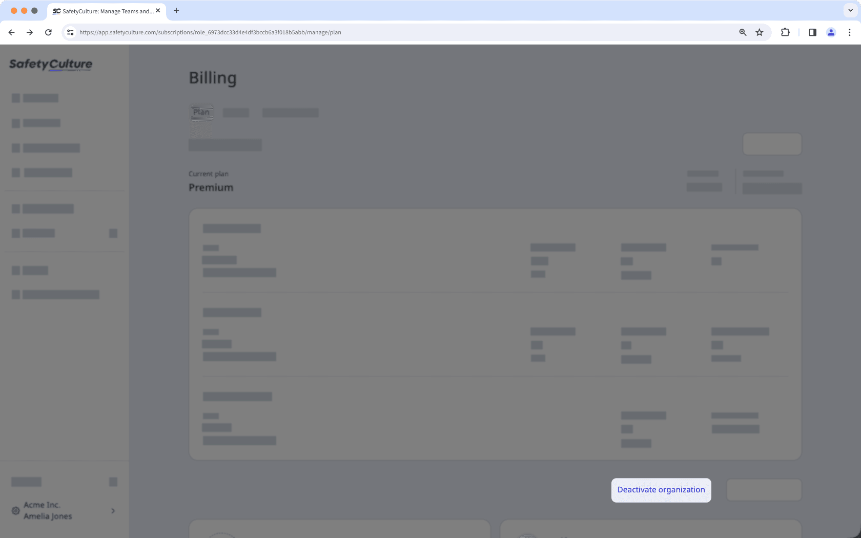 Desactive su organización a través de la aplicación web.