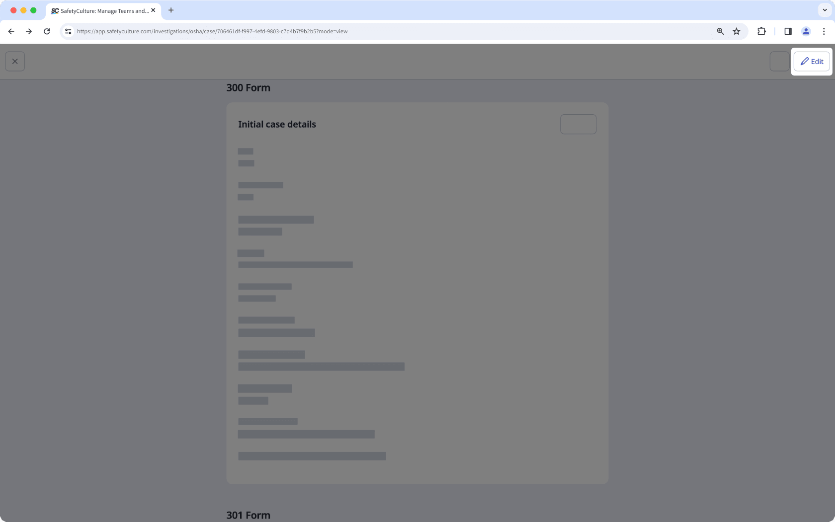 Edite un caso para informes de la OSHA desde la aplicación web.