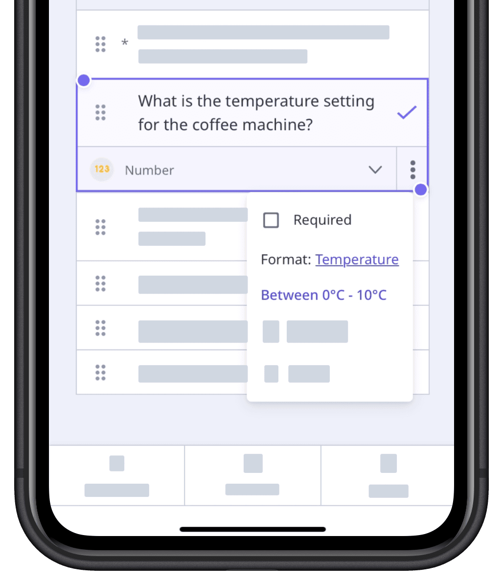 Create a temperature response question via the mobile app.