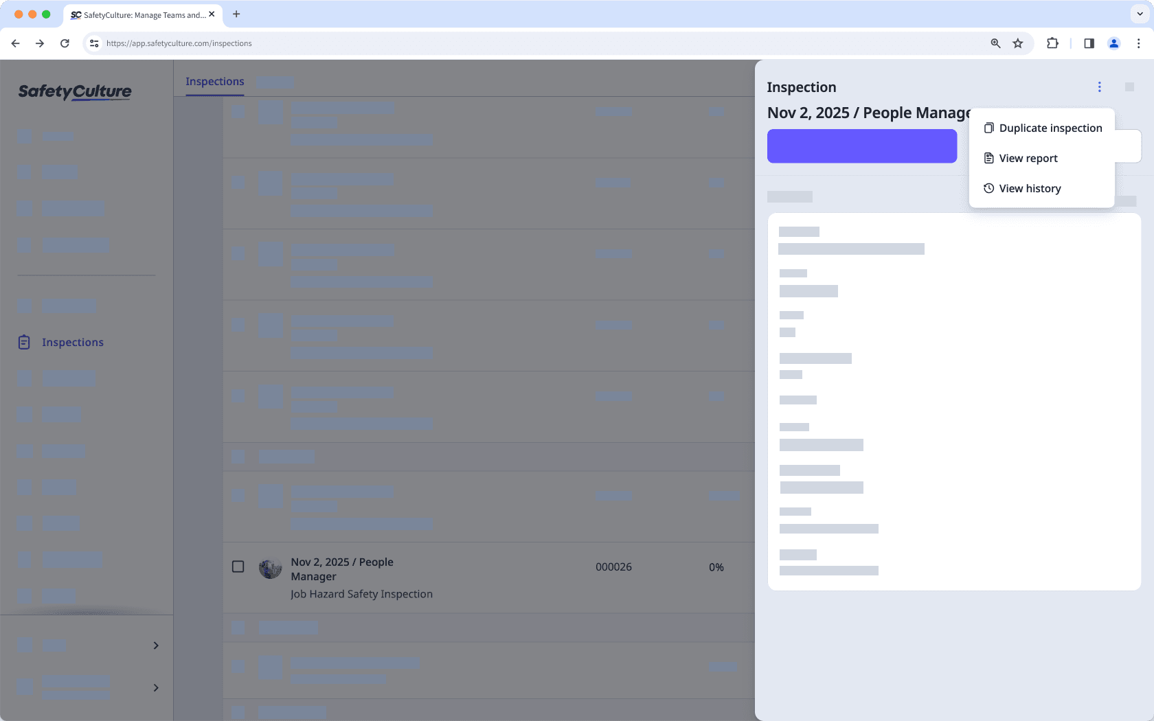 Check your inspection access level via the web app.