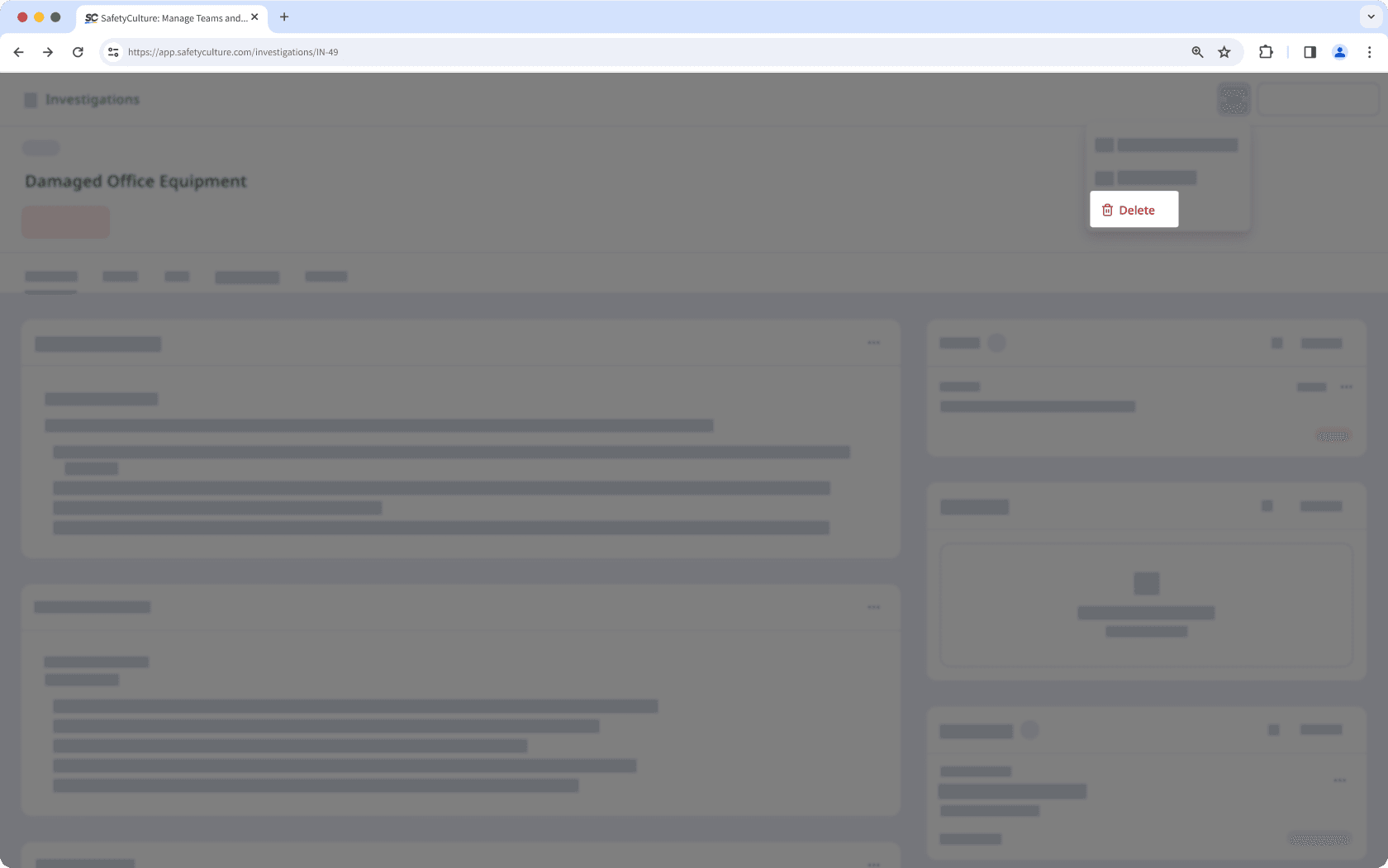 Elimine una investigación a través de la aplicación web.
