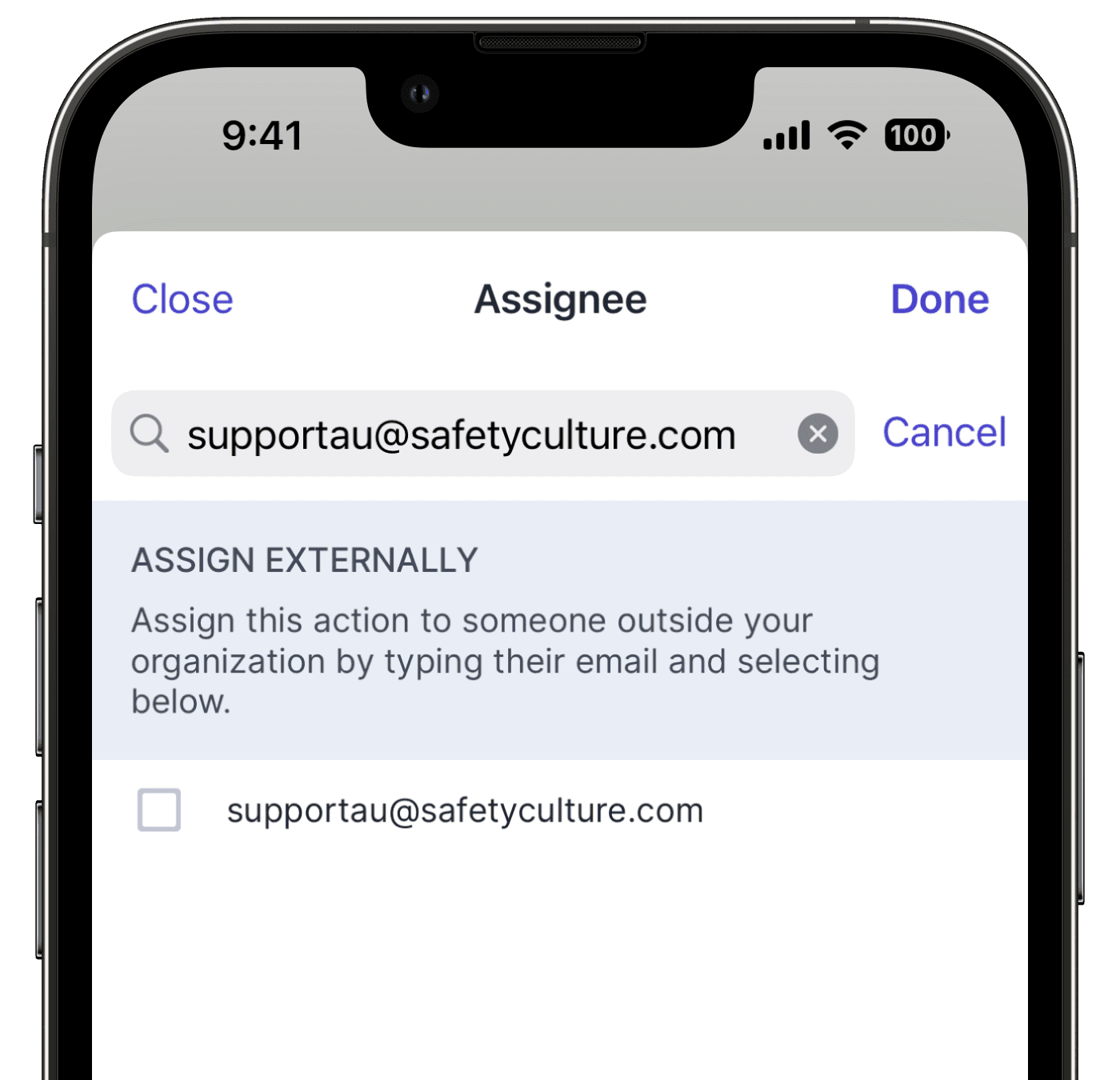 Attribuer une action en externe à partir de l'application portable iOS.