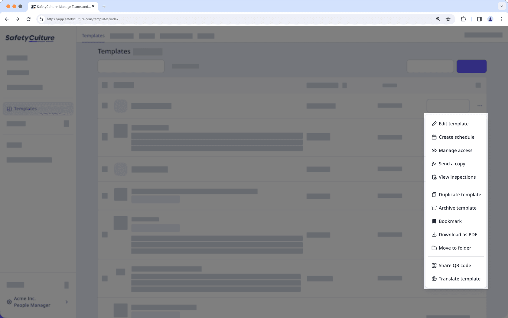 Un ejemplo de cómo gestionar una plantilla a través de la aplicación web.
