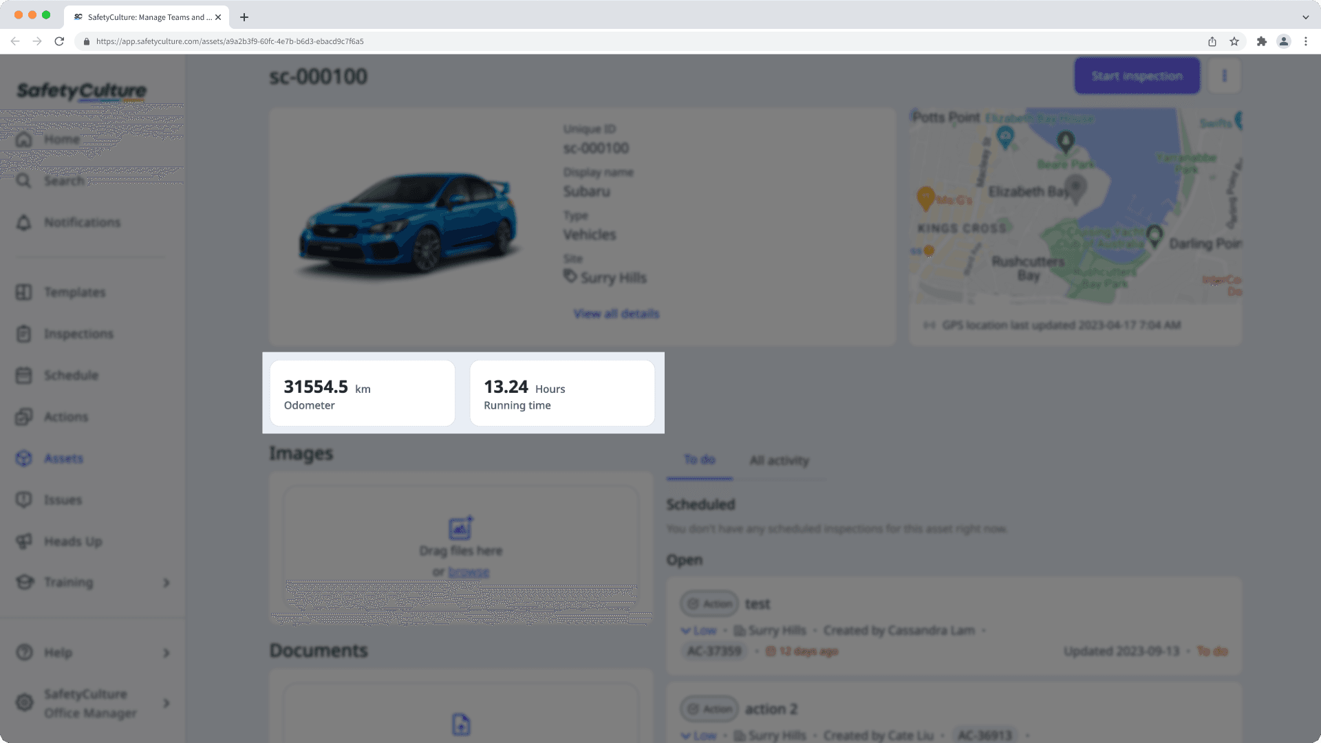 View telematic readings for your asset via the web app.