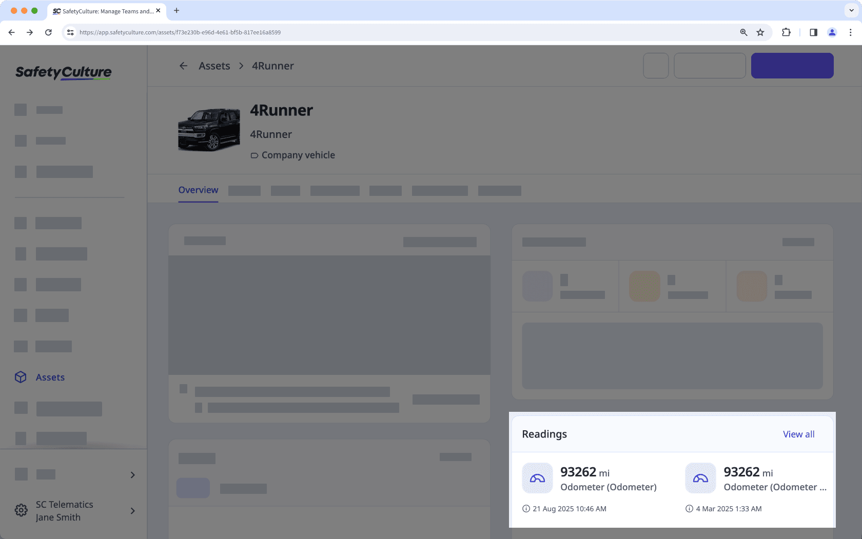 Afficher les relevés télématiques de votre actif via l'application Web.