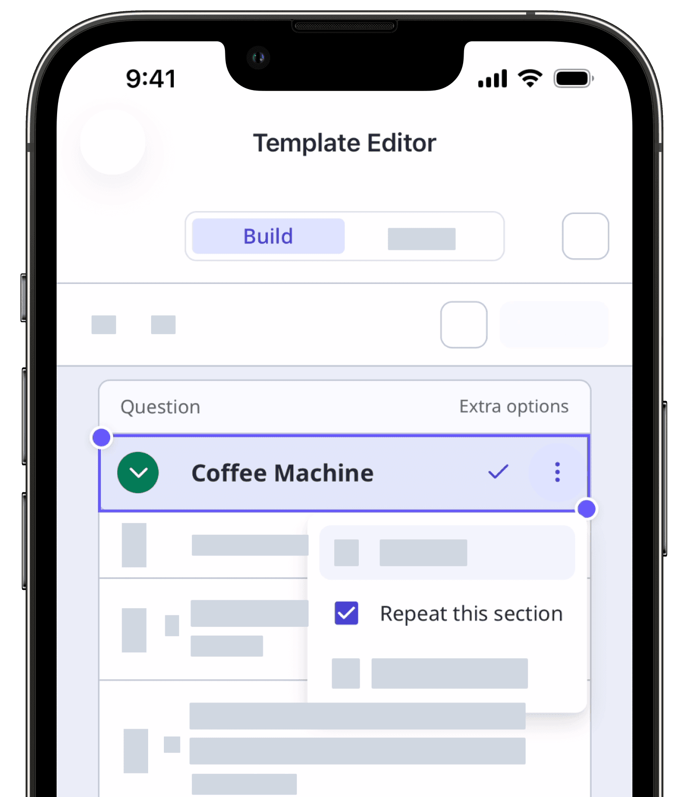 Désactivez une section répétée via l'application portable.