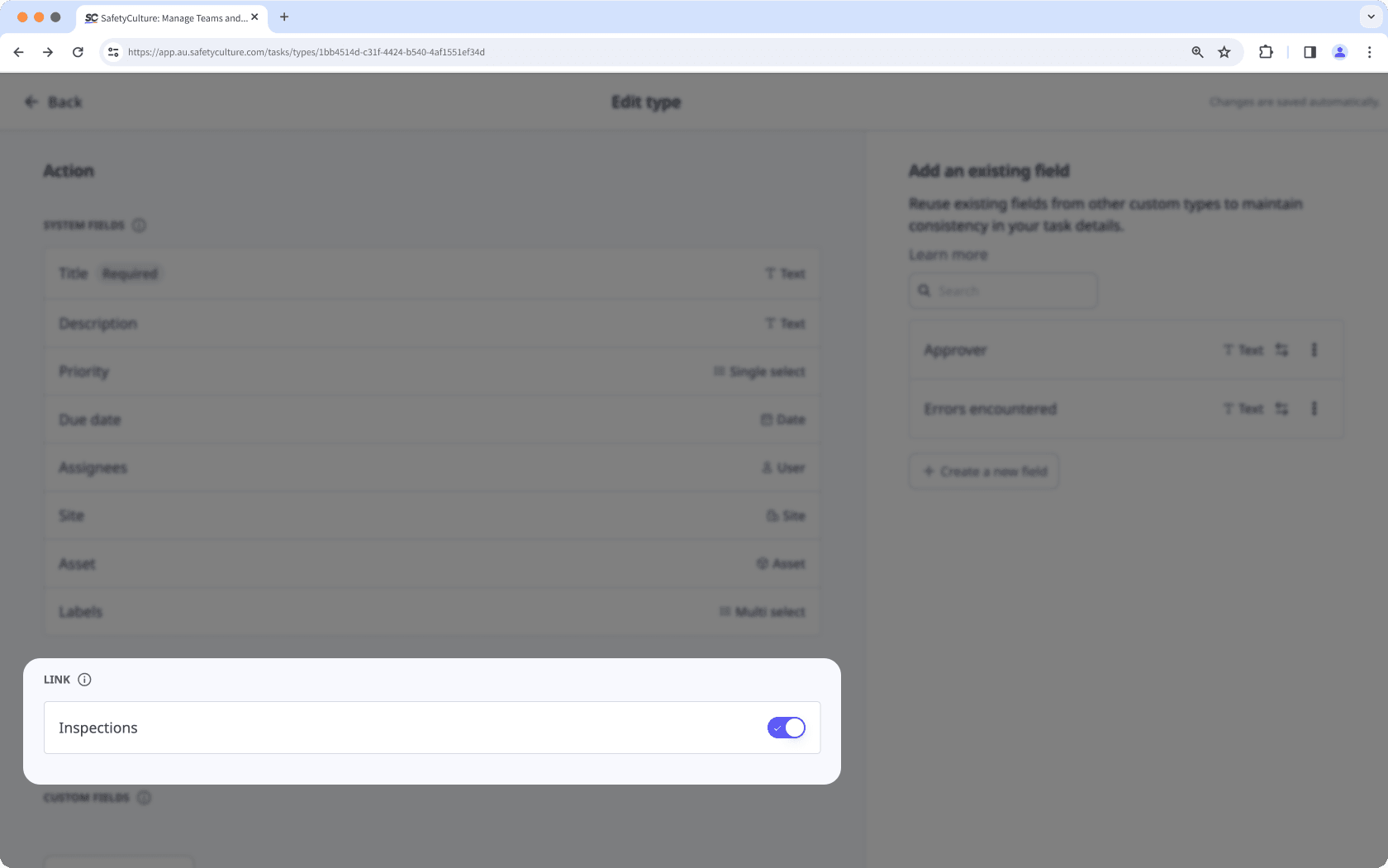 Gérer les modèles liés pour un type d'action à partir de l'application Web.