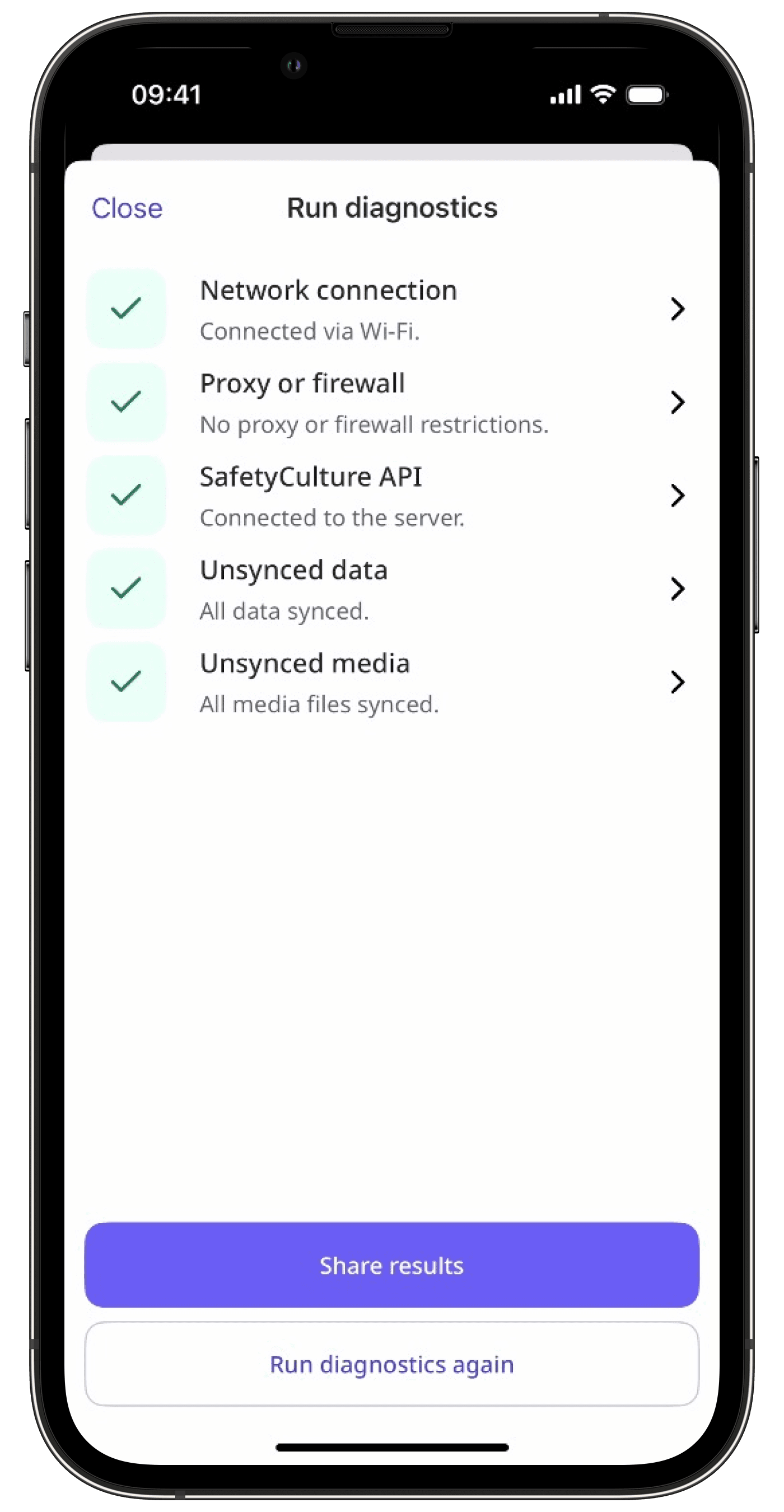 Ein Beispiel für ein Diagnoseergebnis in der Mobile-App.