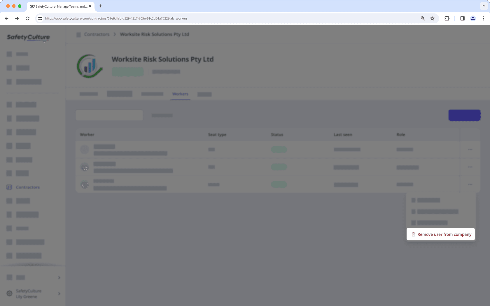 Elimine un usuario de un grupo a través de la aplicación web.