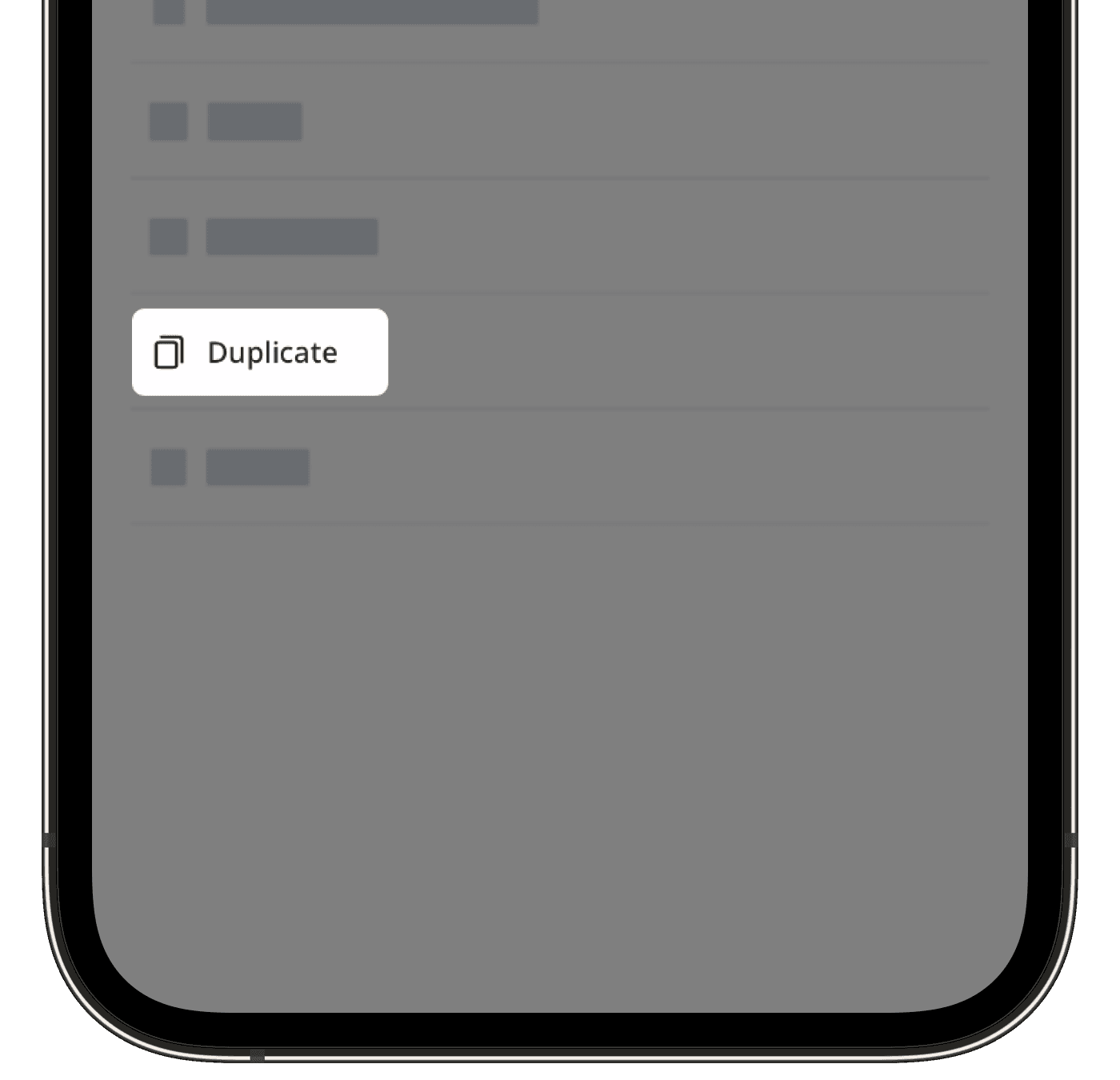 Screenshot of how to duplicate inspection via mobile app. (iOS)