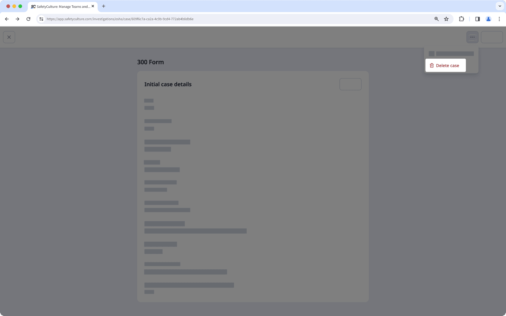 Delete a case for OSHA reporting via the web app.