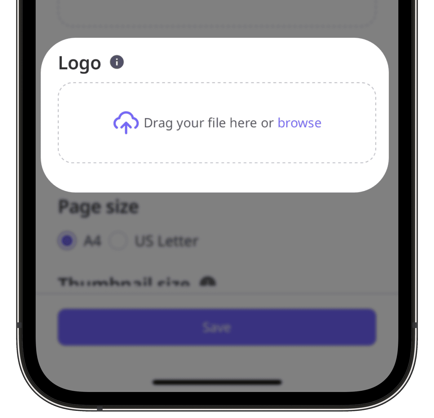 Add a report layout logo via the mobile app.