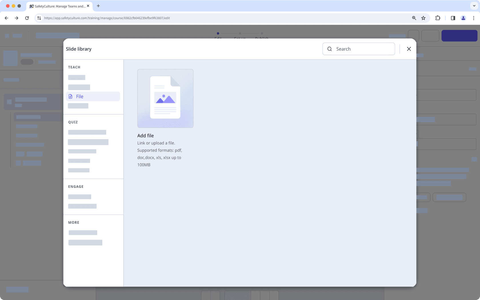 La bibliothèque de diapositives montrant une diapositive Fichier.