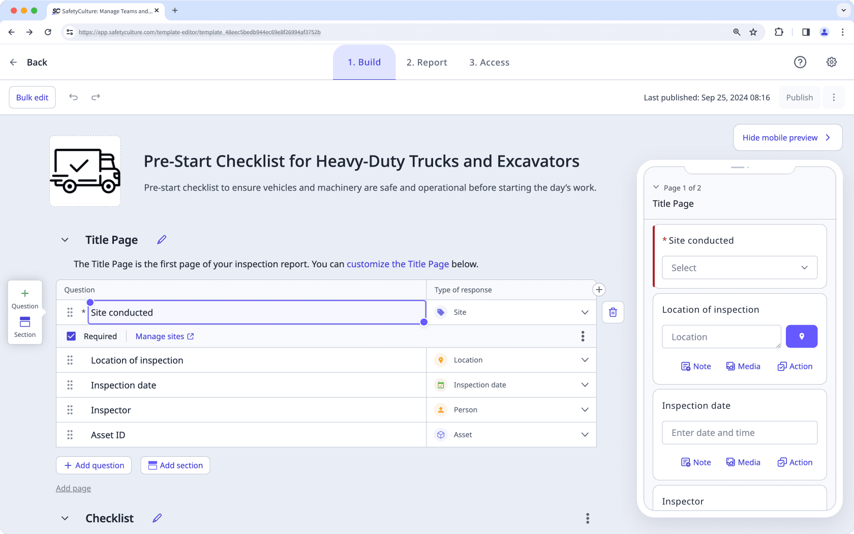 Éditeur de modèles sur l'application Web.