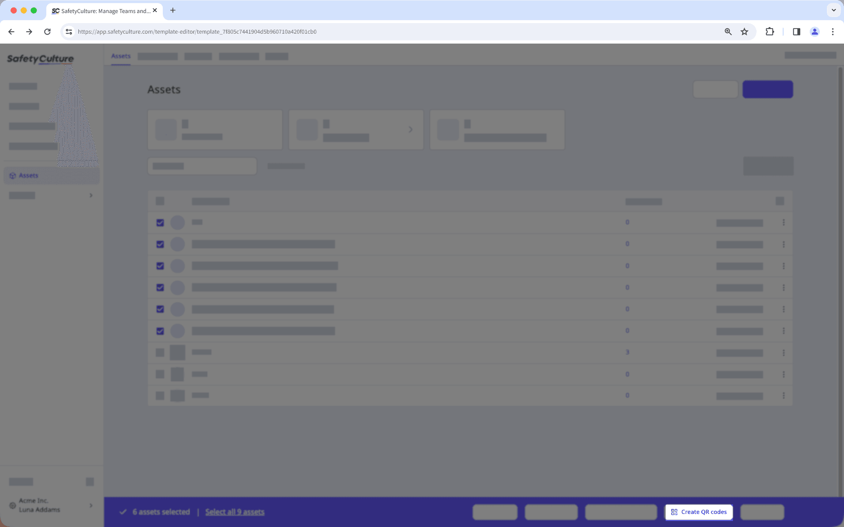 Create asset profile QR codes in bulk via the web app.