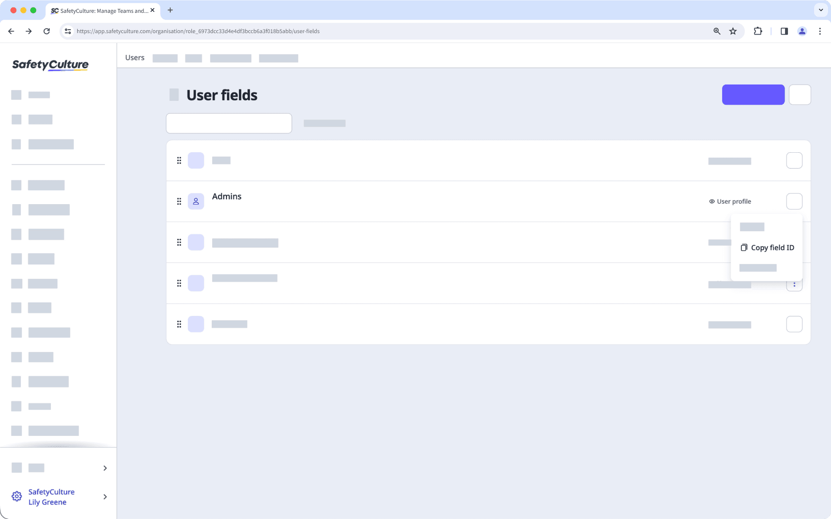 Get a user field ID via the web app.