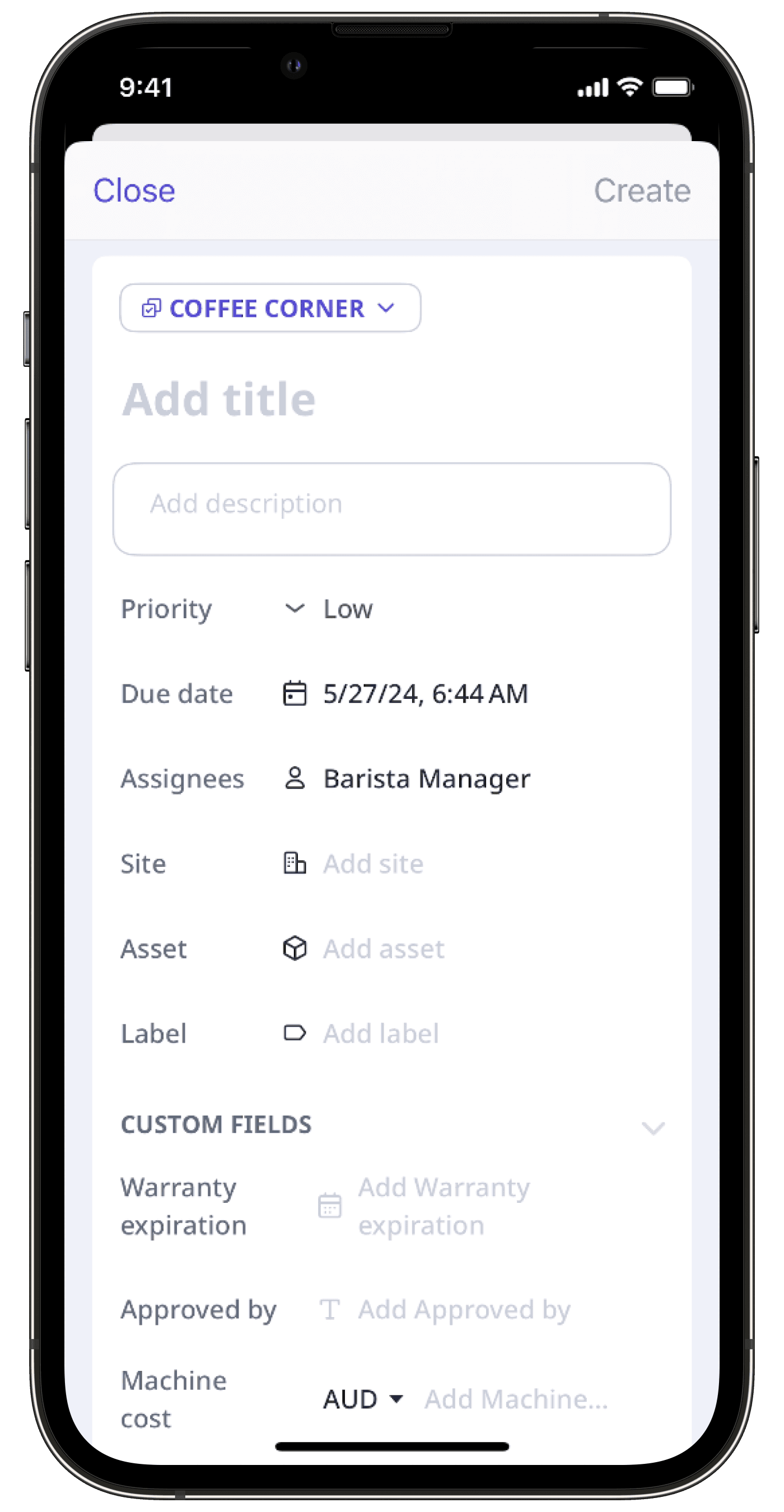 Crear una acción autónoma a través de la aplicación móvil.