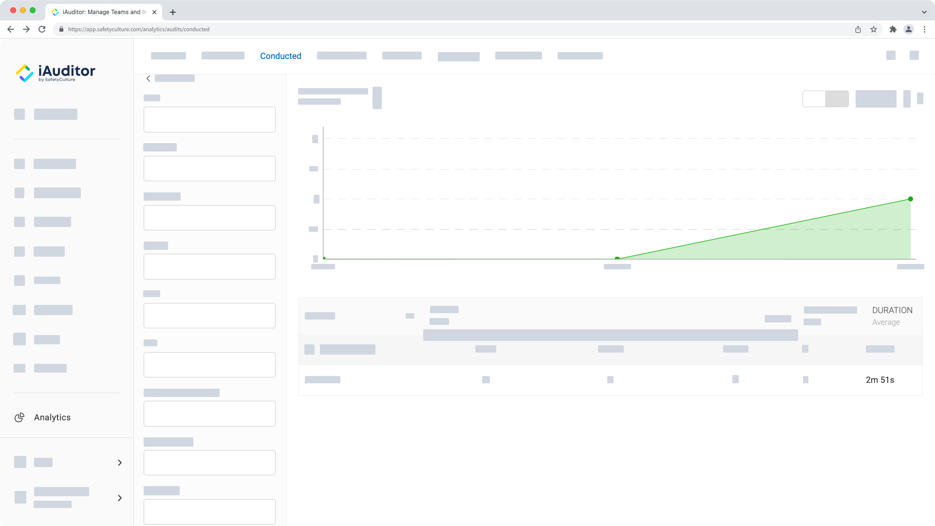 View inspection durations in Analytics via the web app. 