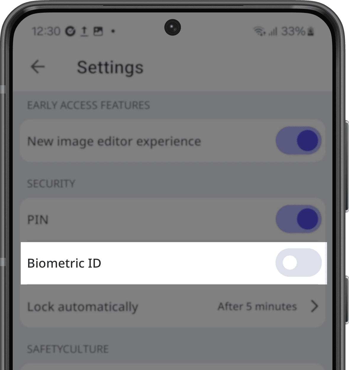 Activer l'id biométrique à partir de l'application portable.