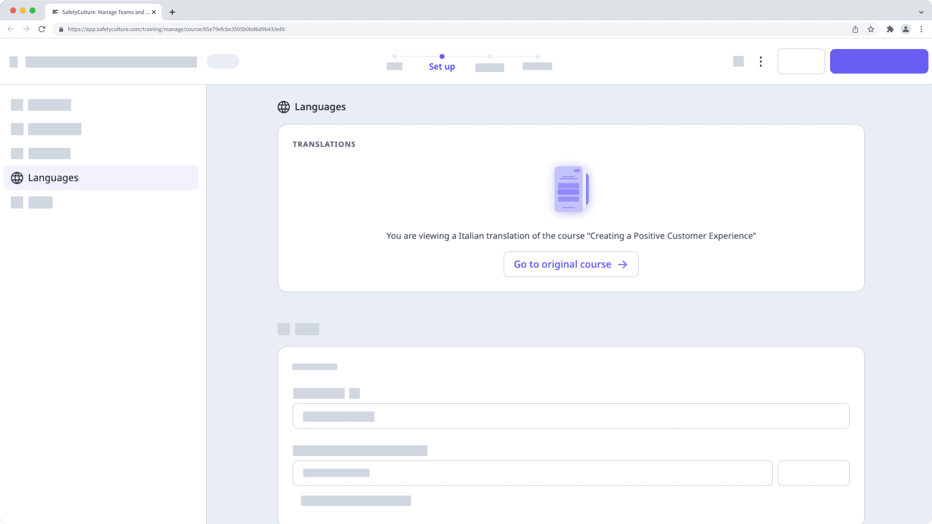 Mithilfe der Web-App überprüfen, ob ein Kurs mit einer übersetzten Version verlinkt ist oder nicht.