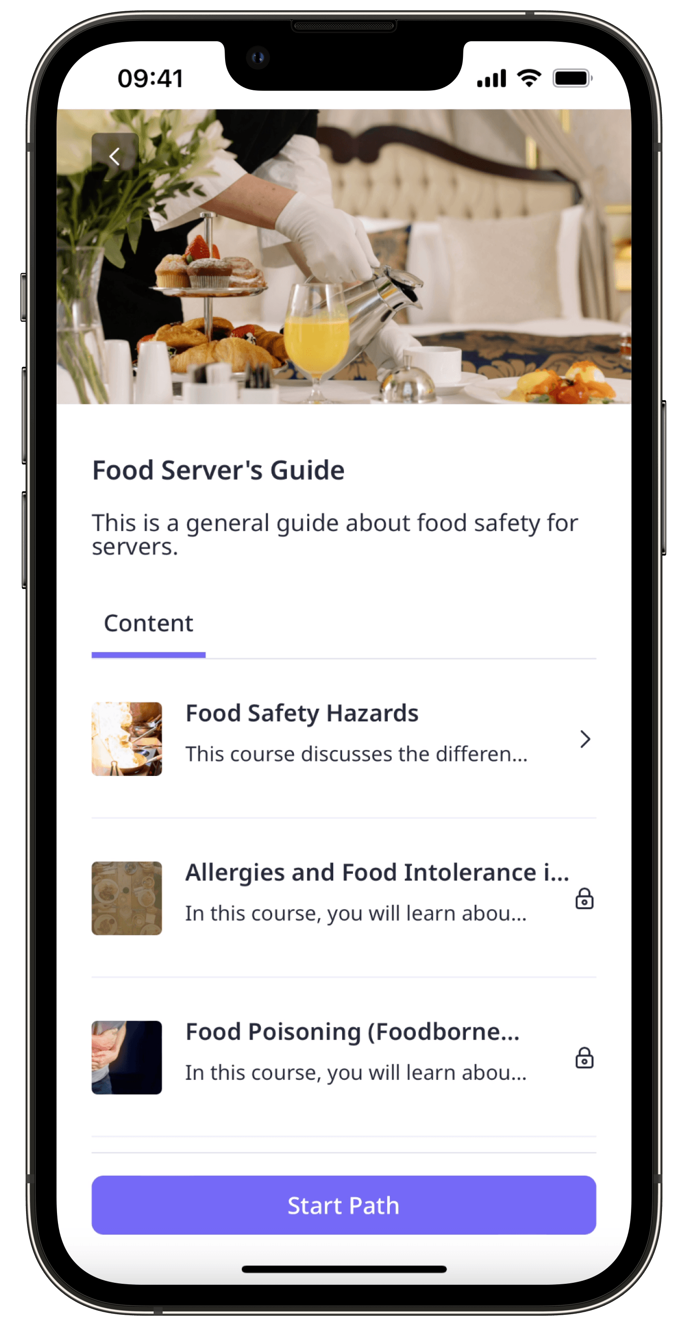Ein Beispiel für einen Kurspfad in der SafetyCulture Mobile-App.