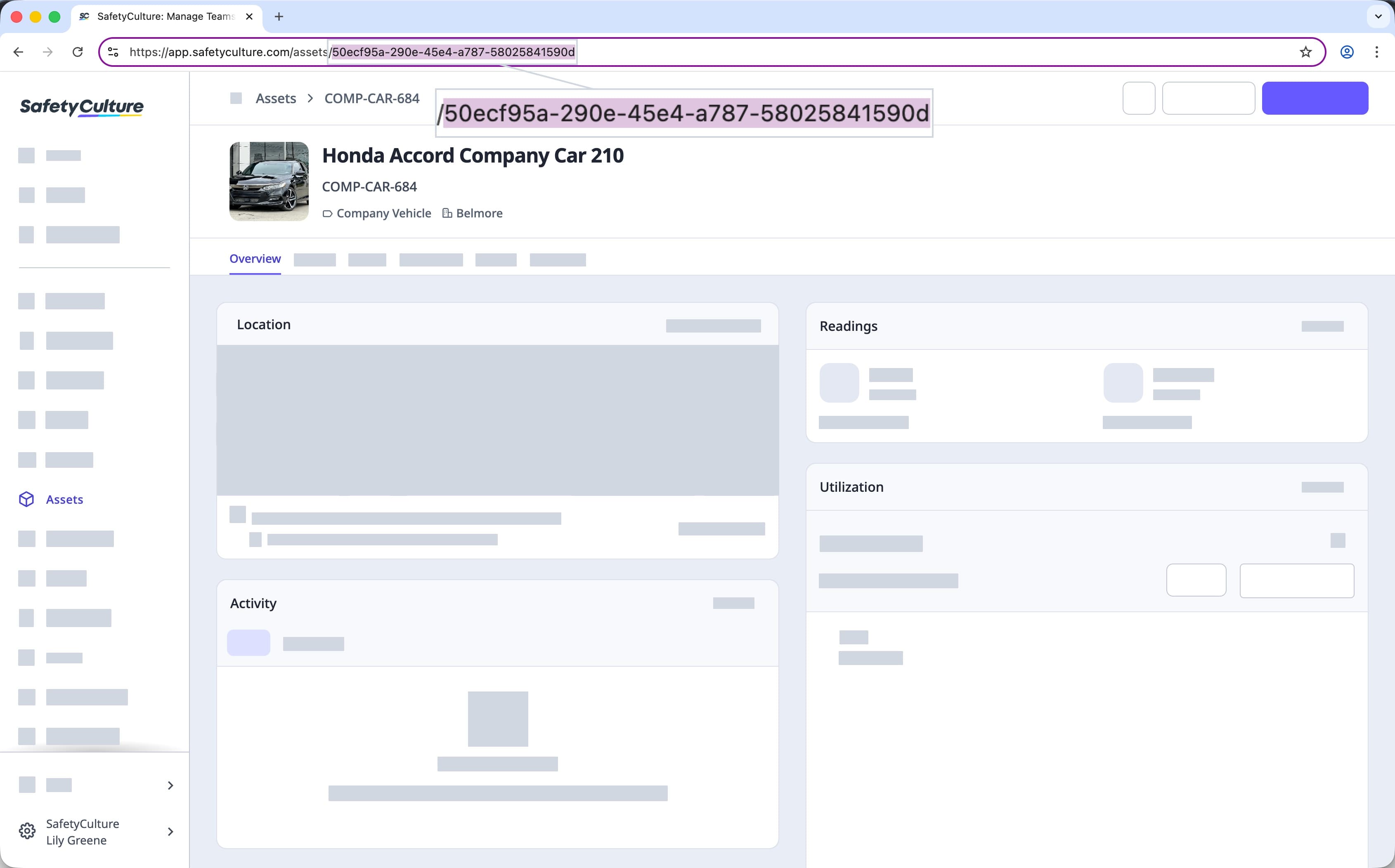 Obtenir l'id d'un actif via l'application Web.