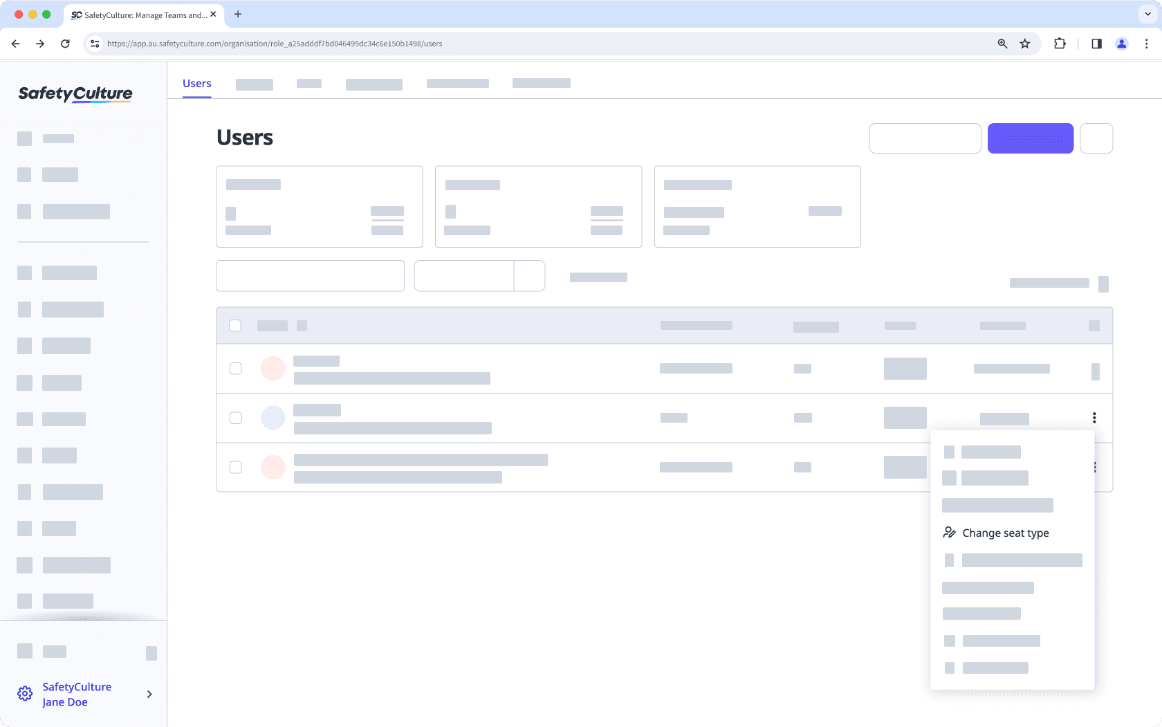 Change a user's seat type via the web app.