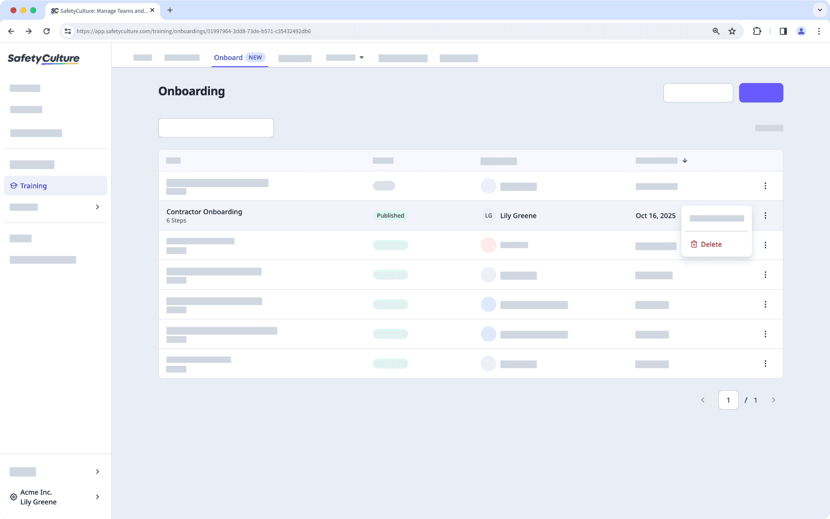 Supprimer un flux de travail d'implémentation via l'application Web.