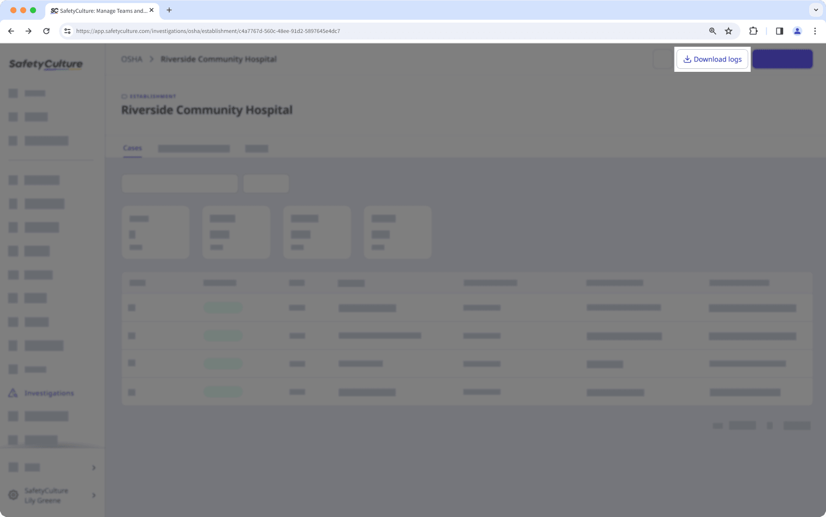 Descargue los registros de la OSHA a través de la aplicación web.