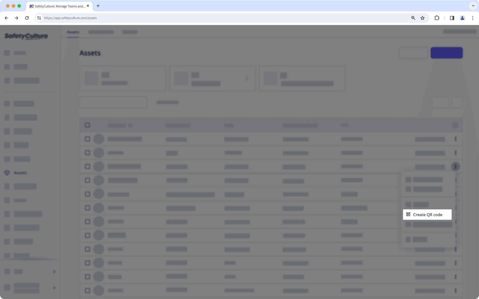 Create an asset profile QR code via the web app.