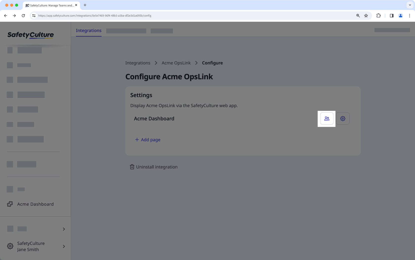 Gérer l'accès à une application incorporée à partir de l'application Web.