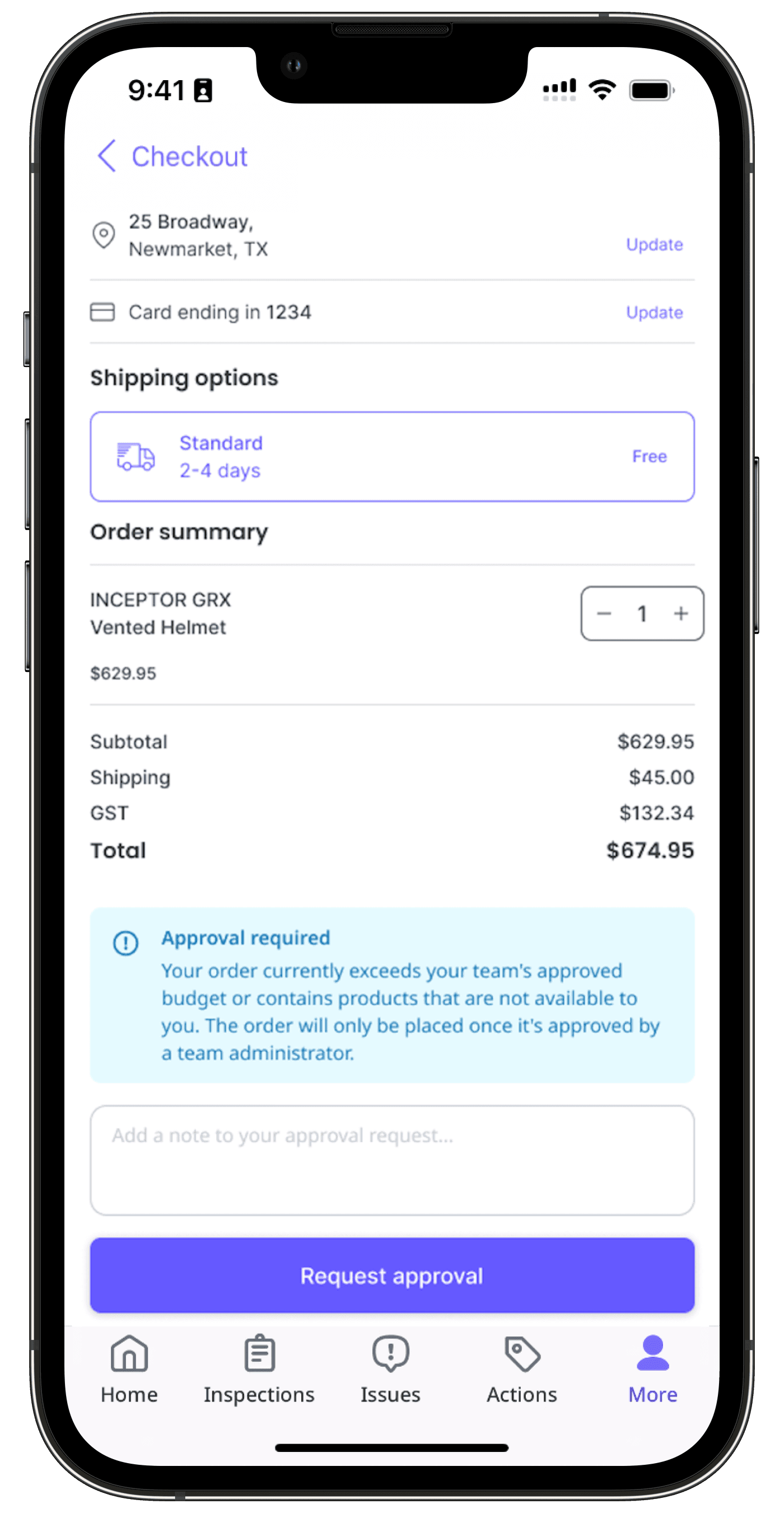 Mithilfe der Mobile-App die Genehmigung für eine Marketplace-Bestellung anfordern.